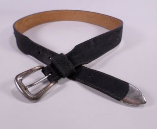 Dockers Leather Belt 32 Western Levis Strauss & Co Brass Buckle Black Vtg