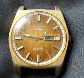 Vintage Gents Cyryn De Luxe Wrist Watch.  25 Jewels Incabloc