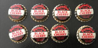 8 Vintage Paradise Club Black Cherry Cork Bottle Caps,  Uncrimped Tacoma,  Wa