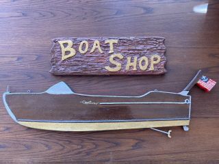 Vintage Boat Shop Wood Sign,  Wooden Boat