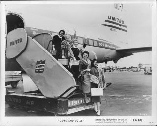 Guys And Dolls 1955 Promo Photo 1950s United Airlines Dc - 7 Aviation