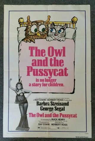 The Owl And The Pussycat 1970 Folded 27x41 One Sheet,  Barbara Streisand