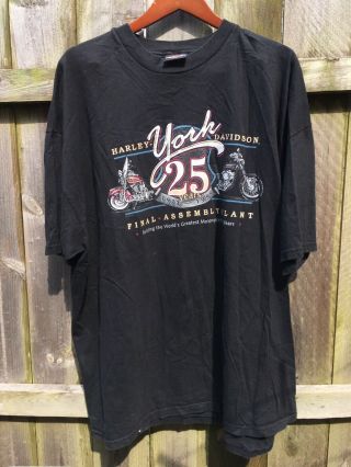 Vintage 90s Harley Davidson York Single Stitch T Shirt Mens Size Xxxl