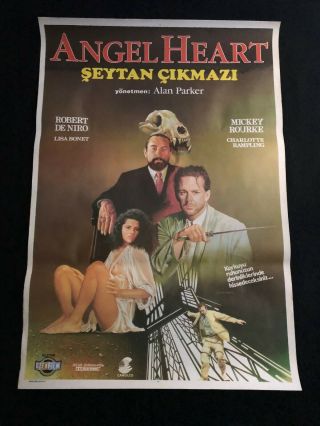Vintage Turkish Movie Poster Angel Heart Mickey Rourke 1987 Unique Art Unfolded