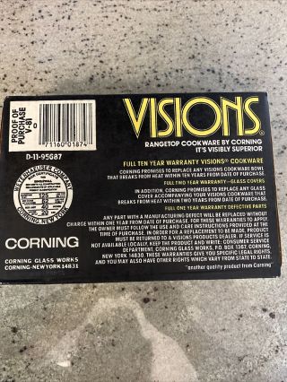 Vintage 1984 Corning Amber Visions Visionwae 1 Pint Covered Sauce Pan w/ Lid. 3