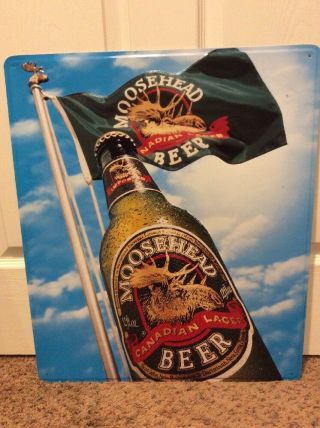 Moosehead Canadian Lager Beer Vintage Metal Sign - Moose 1993 Htf