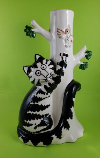 B Kliban Sigma Tastesetter Black White Cat Candle Holder Vintage