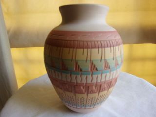 Vintage Artist Signed Dennison Billy Navajo Native American Pottery Vase