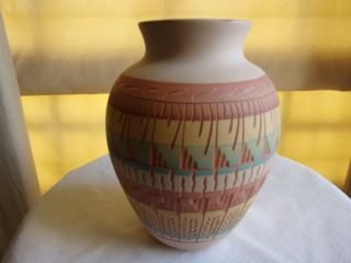 Vintage artist signed Dennison Billy Navajo Native American pottery vase 3