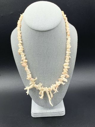 Vintage White Branch Coral Necklace 20”