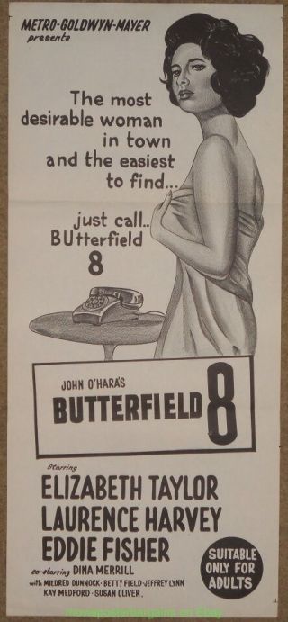 Butterfield 8 Movie Poster Elizabeth Taylor R1970 