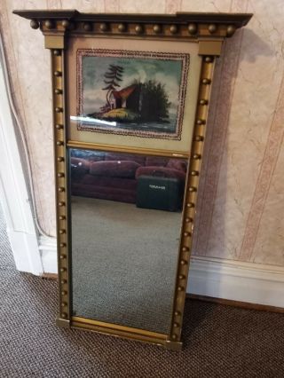 Vintage Federal Glass Mirror Of A Barn