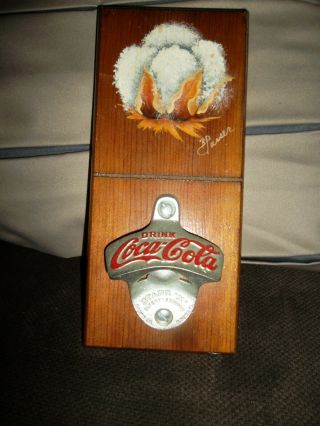 Vintage Starr X Coca Cola Brown Co Wall Mount Bottle Opener Mounted On Wood