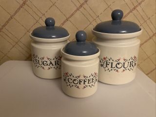 Corelle Princeton 3 Kitchen Canister Set Jay Imports Floral Flour Sugar Coffee