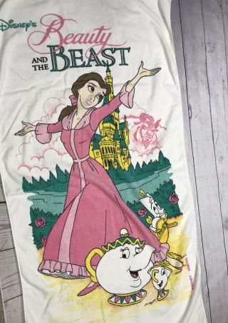 Vintage Beauty And The Beast Beach Towel 90s Walt Disney Movies Vtg