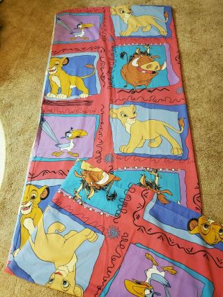 Vtg 90s Disney The Lion King Twin Flat Bed Sheet Fabric Simba Nala Zazu Pumba