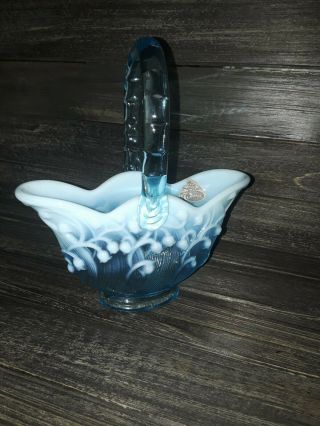Fenton Blue Opalescent Lily Of The Valley Vase