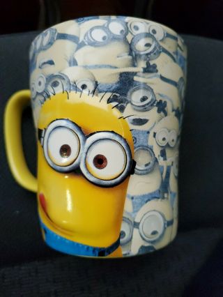 Universal Studios Yellow Despicable Me Minion Mayhem 3d Embossed Coffee Cup Mug