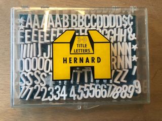 Vintage Hernard 3 - D Title Letters & Numbers Plastic Case Incomplete