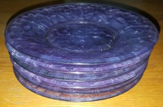 Vintage Amethyst Purple Depression Glass Plates With Embossed Floral Pattern