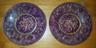 Vintage Amethyst Purple Depression Glass Plates with Embossed Floral Pattern 3