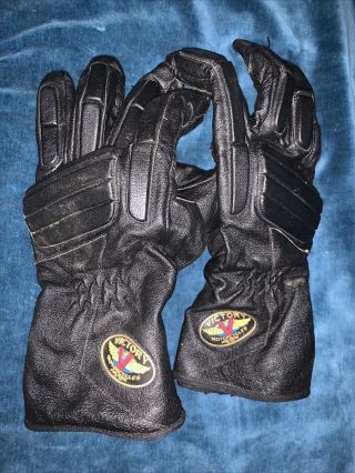 Vintage Victory Motorcycles Leather Cycling Gloves Mens Large