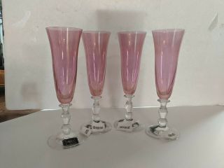 4 Mikasa " Kensington Ruby " Fluted Champagne Glasses Goblets 9 " Nib (1)