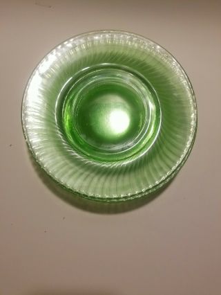 Set of 6 Vintage Green Swirl Depression Glass Plates 2