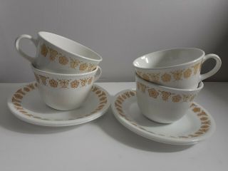 Corelle Livingware Gold Butterfly Cup And Saucer Set Of 4