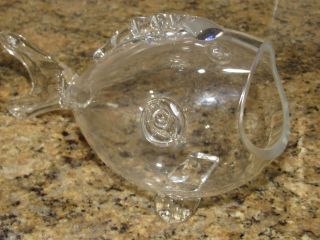 Vintage Clear Blown Glass Blenko Style 9 " Fish Terrarium Vase