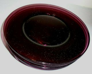 Purple Glass,  6 Plates,  Ground Bottoms,  Unknown Maker,  8.  75 " Across Tops Vintage