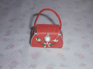 Vintage Vogue Jill Doll 1950’s Red Straw Purse.  Fits Barbie Doll To