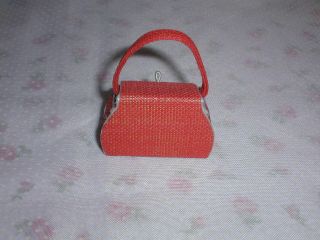 Vintage VOGUE JILL Doll 1950’s Red Straw Purse.  Fits BARBIE Doll To 2