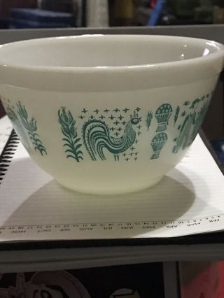 Vintage Pyrex Amish Butterprint Small Mixing Bowl Turquoise White 401,  1 1/2 Pt