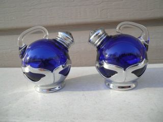 Farber Bros.  5450 With Cambridge Glass Ball Style Royal Blue Salt & Pepper Set