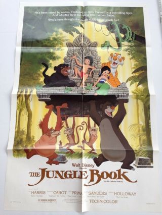Walt Disney The Jungle Book 1984 Movie Poster Folded 41x27 " Nss