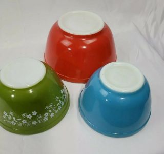 Vintage Glass Pyrex Nesting Mixing Bowl Set 3 Bowls