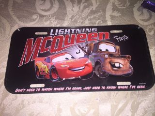 Disney Pixar Cars Metal License Plate Lightning Mcqueen And Mater