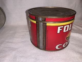 Vintage 1931 FOLGER ' S COFFEE TIN ONE POUND 2