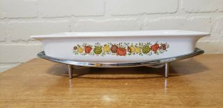 Vintage Corning Ware P - 332 Spice Of Life Casserole With Metal Cradle