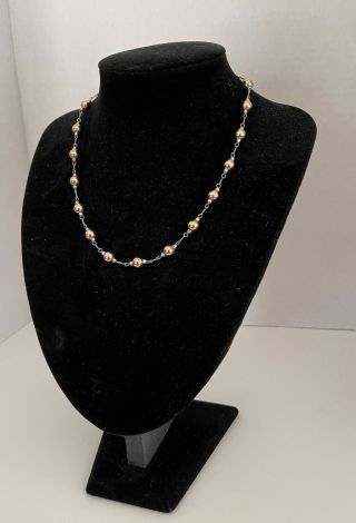 Vintage Love Earth.  925 Sterling Silver And10k Gold Filled Balls Beaded Necklace