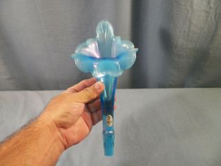 Fenton Celeste Blue Stretch Glass Replacement Epergne Horn 9 3/4 " Long Inv3