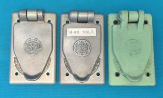 Hubbell - (3) Vintage Twist Lock Hinged Receptacle Covers - - (covers Only)