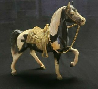Vintage Hard Plastic Horse,  Saddle,  & Bridle Made In Hong Kong Diamond P 661