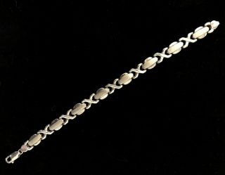Estate Vintage Solid Sterling Silver 925 Link Bracelet Star Gold 7”