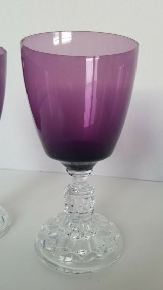 Vintage FOSTORIA American Lady Amethyst Stem Water Goblets - Set of 2 3