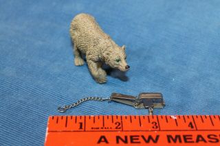 Miniature Bear Trap Keychain 1 3/4 " With Miniature Bear