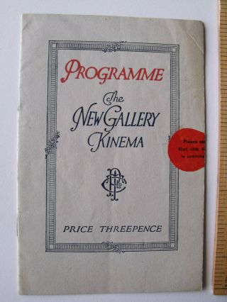 1919 Silent Cinema Programme - The Gallery Kinema,  Regent Street,  London
