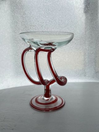 Candy Cane Red Jellyfish Octopus JOZEFINA KROSNO ART GLASS COMPOTE Vase 3
