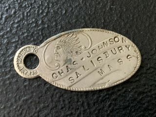 Vintage Key Ring Check Fob Native American Indian - Chas Johnson Salisbury,  Ma.